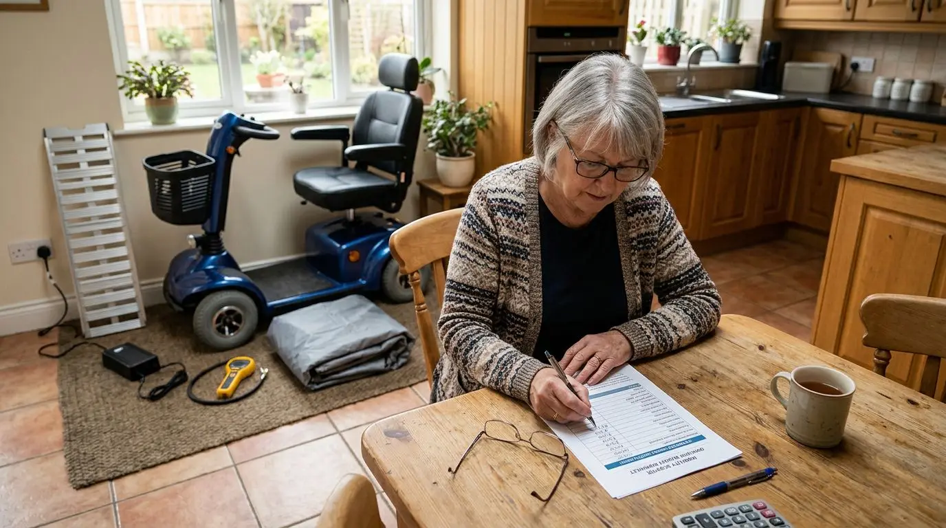 Senior reviewing the long-term costs of owning a mobility scooter